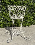 Vintage Ornate Wrought Iron Plant Stand - French Country Style, White Chippy 11. Fixed Price $65.00.