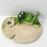 Whimsical Resin Frog On Lily Pad With Flower Figurine For Garden & Shelf Decor. Fixed Price $12.94.