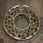 Brass Round 11" Ornate Filigree Plant Stand On Wheels Rolling Vintage Dolly. Fixed Price $23.00.