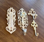 Vintage Lot White Cast Iron Home D Cor 1 Thermometer 3 Hooks Glass Knob Accent. Fixed Price $30.00.