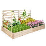 Costway Raised Garden Bed With 3 Trellises Divided Compartments For Flowers. Fixed Price $125.62.