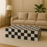 Genuine Marble Coffee Table - Nero Black / Carrara Tiled. Fixed Price $2499.99.