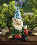 Blue Glass Mosaic Outdoor Garden Gnome Statue Lantern Led Path Solar Light Lamp. Fixed Price $33.00.