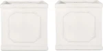 Set Of 2 Antique White Lightweight Concrete Outdoor Planters By Christopher Knig. Fixed Price $427.99.