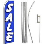 Sale White Blue Swooper Super & 16FT Flagpole Kit Ground Spike. Fixed Price $74.88.