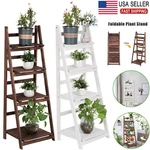 Wooden Foldable Ladder Shelf 4TIER Magazine Holder Book Rack Plant Stand Folding. Fixed Price $42.96.