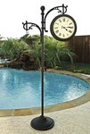 72" Outdoor Garden Double Face Pedestal Clock Weather Gauge Analog Thermometer. Fixed Price $233.99.