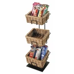 Black Wire 3-TIER Stand With Wicker Baskets 6"L X 6"W 20"H. Fixed Price $141.00.
