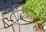 Vtg Rustic Iron Ring Plant Stand Holder Rusty 13" Across Holds 9-10" Pot. Fixed Price $19.97.