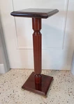 Bombay Solid Wood Mahogany Finish Brass Foot 28" Pedestal Display Plant Stand. Fixed Price $175.00.