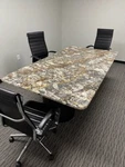Solid Marble Conference Table 86 Long X 48 Wide - Wire Framed Pedestals. Fixed Price $400.00.