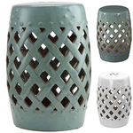 13" Ceramic Indoor Outdoor Patio Lattice Garden Stool End Table Decor. Fixed Price $78.99.
