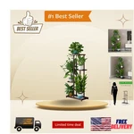 Charming 4-TIER Metal Plant Display Stand Holds 5 Pots, Perfect For Any Corner. Fixed Price $34.99.