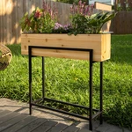 Raised Standing Planter With Legs, Metal Wood Elevated Box, 33"X29"X. Fixed Price $160.99.