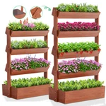 H&zt 4 Tier / 5 Vertical Wooden Stand Flower Rack Planter Box. Fixed Price $119.99.