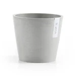 Ecopots Amsterdam Round Recycled Plastic Planter Flower Pot, White Grey, 8". Fixed Price $21.57.