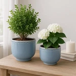 6 In. And 8 Blue Ceramic Reactive Glazed Decorative Planters (set Of 2). Fixed Price $43.57.