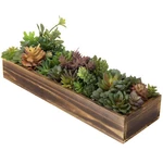 Mygift Faux Assorted Succulent Arrangement In Rustic Brown Wood Planter. Fixed Price $49.99.
