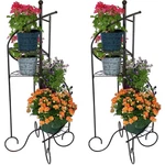 Sunnydaze 4-TIER Metal Iron Plant Stand, Spiral Staircase Design, Set Of 2, 5.... Fixed Price $133.78.