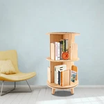 Wooden 360 Rotating Bookcase Freestanding 2 Tiers Small Bookshelf Display Rack. Fixed Price $81.13.