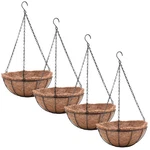 4 Pack 12 Inch Metal Hanging Planters Baskets With Coco Coir Liners For Patio. Fixed Price $34.99.