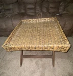 Vintage Rattan Serving Butler Tray Coffee Side Table Folding Wicker Plant Stand. Fixed Price $196.49.
