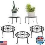 Lewondr Metal Potted Plant Stands, 3 Pack 9" Heavy Duty Rustproof Iron Round. Fixed Price $44.99.