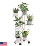 Yizaijia Plant Stand 5 Tier Indoor Outdoor Metal Flower Shelf With Wheels Multi. Fixed Price $65.35.