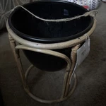 Indian Artesian Handcrafted Unique Bamboo 10 Plant Stand W Black Metal Pot. Fixed Price $18.00.
