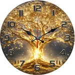 Golden Glowing Tree Wall Clock Wooden Silent No Battery Holiday Home Decor. Fixed Price $18.79.