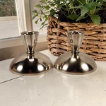 Vtg Pair Of Oneida Ltd Silver Plate Candle Stick Holders Dome Base Mcm 2.75". Fixed Price $21.00.