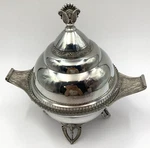 3-PC Footed Covered Butter Dish Reed & Barton 1180 Deco Knife Rest Engraved. Fixed Price $99.95.