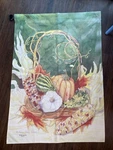 Toland Art Flag Fall Decor 27X39" Autumn Harvest Pumpkins Corn Basket Leaf Green. Fixed Price $14.99.