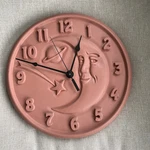 Opus Terracotta Celestial Southwest Moon Face Shooting Star Planet Wall Clock. Fixed Price $79.00.