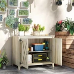 Outsunny Wooden Outdoor Storage Cabinet, Garden Shed Potting With Shelf. Fixed Price $116.35.