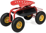 4 Wheels Garden Cart, Patio Rolling Workseat W/tool Tray, & Storage Basket, Outd. Fixed Price $130.99.