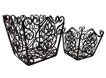 Wrought Iron Plant Holders Set Of 2 Scroll Metal Baskets Southern Living #40400. Fixed Price $35.00.