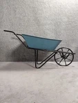 Home Decor Tin Rustic Teal Country Wheel Barrel Planter 13 X6.5. Fixed Price $28.98.
