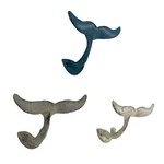 Zeckos Set Of 3 Cast Iron Nautical Whale Tale Wall Hooks. Fixed Price $41.95.