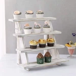 Mygift 4 Tier Cascading Whitewashed Wood Retail Cupcake Stair Shelf Display Rack. Fixed Price $54.99.