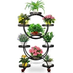 9 Trays Metal Plant Stand Rack Black Flower Pot Holder W/wheels Indoor Outdoor. Fixed Price $70.15.