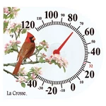 104-106 La Crosse 6" Indoor/outdoor Window Cling Thermometer Cardinal. Fixed Price $12.95.