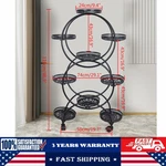 Indoor Black Plant Stand Flower Pot Holder 6 Tier 9 W/ Wheels Patio Garden. Fixed Price $70.14.