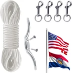Flag Rope And Clips Kit - 50FT Pole Halyard With Cleat Hook & 4 Pcs Sw. Fixed Price $28.95.