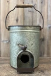 Galvanized Metal Bucket Design 12" X 7" (planter/pot/birdfeeder). Fixed Price $35.54.