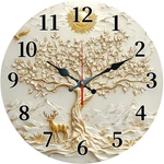 Golden Tree&deer Wall Clock Wooden Silent No Battery Holiday Home Decors. Fixed Price $22.55.