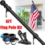 6FT Flag Pole Kit Heavy Duty Bracket Metal With 2 Rotating Rings For Garden. Fixed Price $21.99.