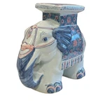 Vintage Chinoiserie Elephant Plant Stand Blue & Pink Floral Design. Fixed Price $60.00.