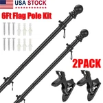 2X 6FT Flag Pole Kit House Porch Black Holder Wall Mounting Bracket. Fixed Price $29.99.