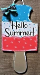 Hello Summer Popsicle Sign Deck Patio Porch Wall Door Hanger Plaque Wood Decor. Fixed Price $13.99.